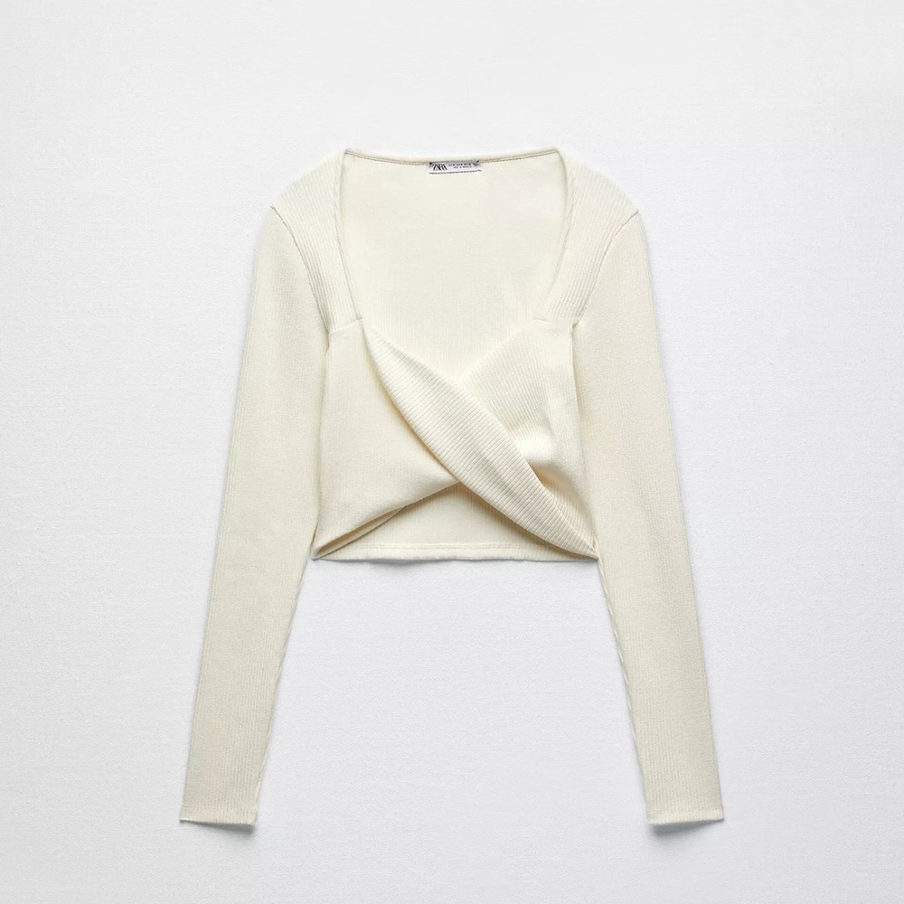 Zara Off-White Wrap Top